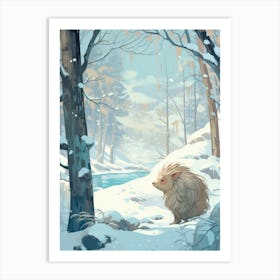 Winter Porcupine 1 Illustration Art Print