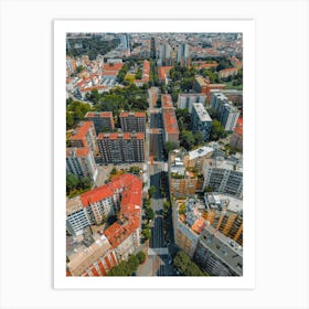 Drone view of historic street in Milan Art Print