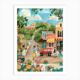 Storybook Illustration Sixth Street Austin Texas 4 Art Print