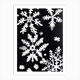 Irregular Snowflakes, Snowflakes, Black & White 2 Art Print