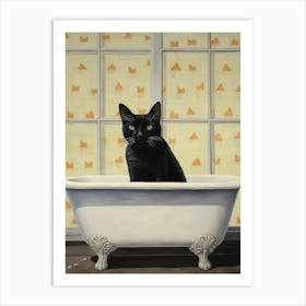 Black Cat In Bathtub 7 Art Print