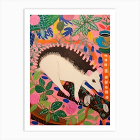 Maximalist Animal Painting Opossum 1 Art Print