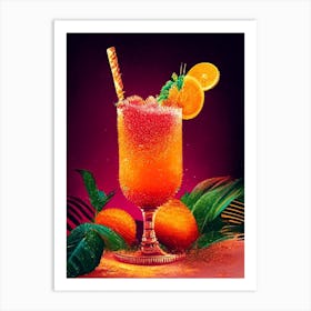 Planters Punch Pointillism Cocktail Poster Art Print