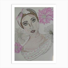 Lady with headress Art Print