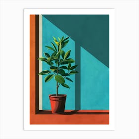 Potted Plant In Front Of Window 1 Art Print