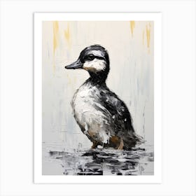 Black & White Duckling Gouache 2 Art Print