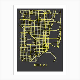 Miami Map Neon Art Print