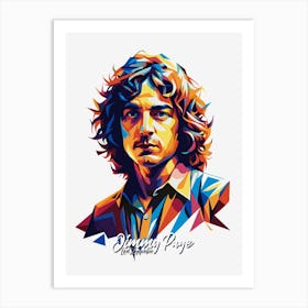 Jimmy Page, Led Zeppelin 02 Portrait Music Icon Style WPAP Pop Art Art Print