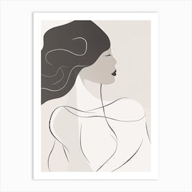 Woman Silhouette Line Art Abstract 3 Art Print