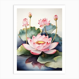 Colorful Lotus Flower Floral Art Art Print