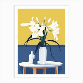 Amaryllis Flowers On A Table   Contemporary Illustration 2 Art Print
