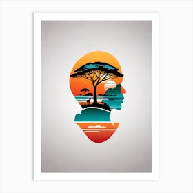 Silhouette Of Africa Art Print