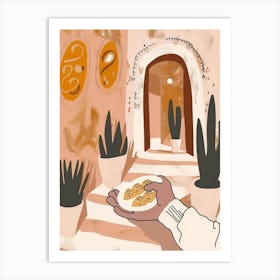 Illustration Of A Hand Holding A Plate Art Print