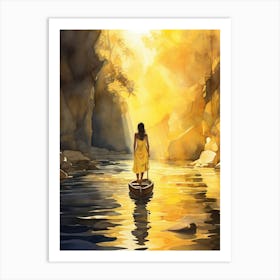 Woman In A Boat Art Print