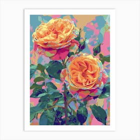 English Roses Painting Tribal Style 1 Art Print