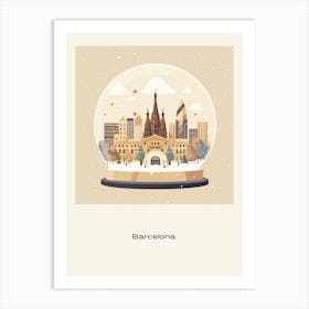 Barcelona Spain In Snowglobe Poster Art Print