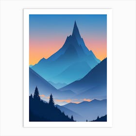 Misty Mountains Vertical Composition In Blue Tone 96 Art Print