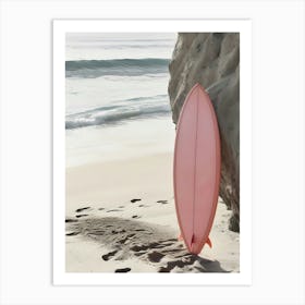 Pink Surfboard On The Beach 1 Art Print