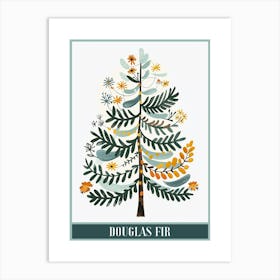 Douglas Fir Tree Illustration Flat 7 Poster Art Print