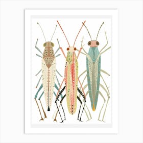 Colourful Insect Illustration Katydid 3 Art Print