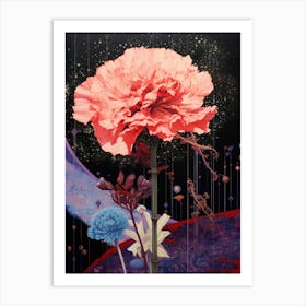 Surreal Florals Carnation Dianthus 3 Flower Painting Art Print
