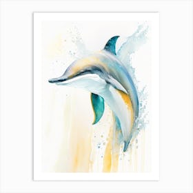 Short Beaked Common Dolphin Storybook Watercolour  (2) Art Print