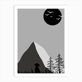 Silhouette Of A Dog Art Print