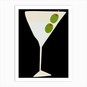 Martini With Olivescocktail  Kitchen Ilustration Art Print