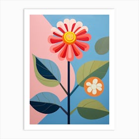 Zinnia 4 Hilma Af Klint Inspired Pastel Flower Painting Art Print