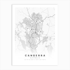 Canberra Australia White Map Art Print