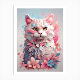 Cat With Flowers Art Print