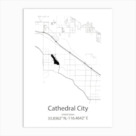 Cathedral City,United States Minimalist Map Art Print