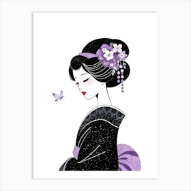 Geisha Color Drawing Art Print