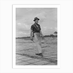 Untitled Photo, Possibly Related To Fitting Water Pipe At Migrant Camp Under Construction At Sinton, Texas By Russ Art Print