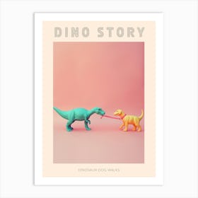 Pastel Toy Dinosaur & A Dog Poster Art Print