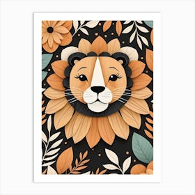 Floral Cute Baby Lion Nursery (13) Art Print