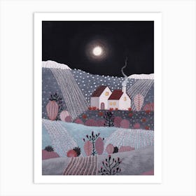 Midnight Landscape Full Moon Art Print