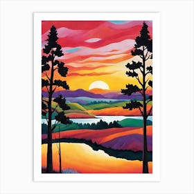 Sunset Over The Lake 2 Art Print