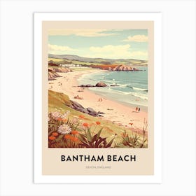 Devon Vintage Travel Poster Bantham Beach 3 Art Print