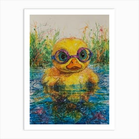 Duck In The Water 1 Art Print