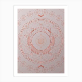 Geometric Abstract Glyph Circle Array in Tomato Red n.0026 Art Print