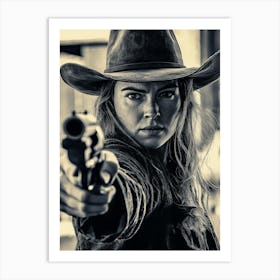 Woman Holding A Gun Art Print