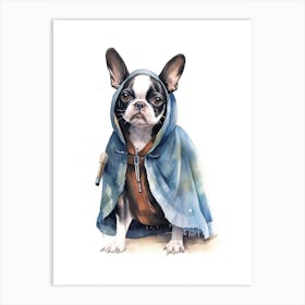 Boston Terrier Dog As A Jedi 1 Art Print