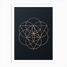 Abstract Geometric Gold Glyph on Dark Teal n.0234 Art Print