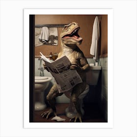 Dinosaur Reading Newspaper 2 Art Print