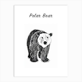 B&W Polar Bear Poster Art Print