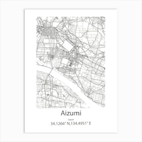 Aizumi,Japan Minimalist Map Affiche