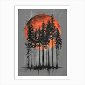 Red Moon Canvas Print Art Print