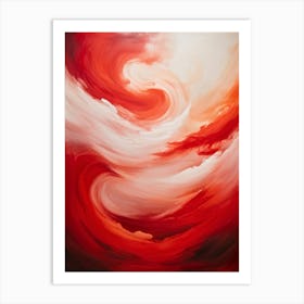 Abstract Motion Painting Of Red And White Clouds Intertwining With Sinuous Grace Surrealistic Style Art Print