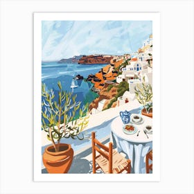 Travel Poster Happy Places Santorini 3 Art Print